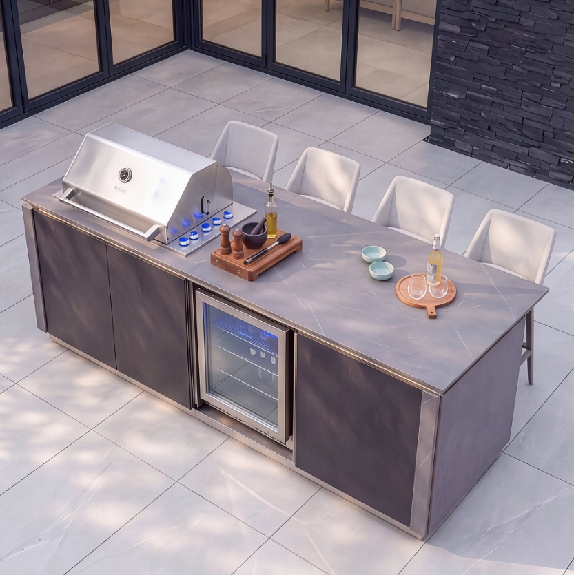 Enrico Outdoor Kitchen with BBQ & Fridge with Cover