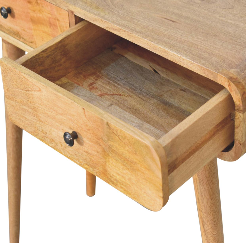 Curved 2 Drawer Mango Wood Hallway Table