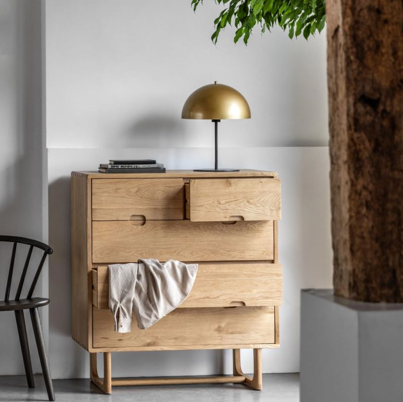 Critchlow Square 5 Drawer Chest Natural Oak