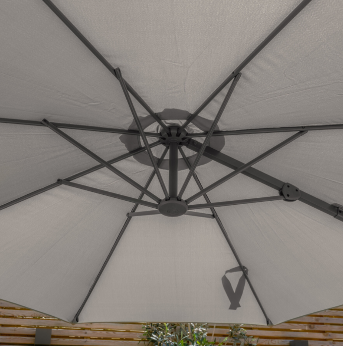 Halo 3m Round Rotating Cantilever Parasol in Grey