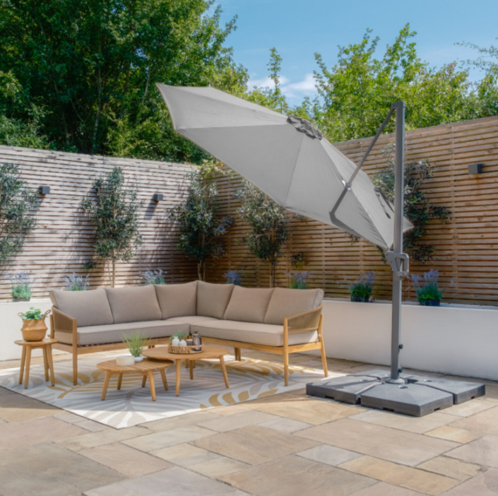 Halo 3m Round Rotating Cantilever Parasol in Grey