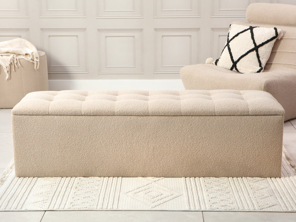 Desser Boucle Large Rectangular Ottoman with Storage
