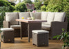Long Island Mink Rattan Outdoor Corner Dining Set with a Tan Poly Fibre Table