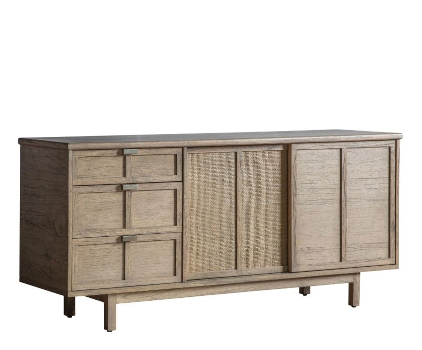 Kyrono Rattan & Wood 3 Drawer 2 Door Sideboard Cabinet