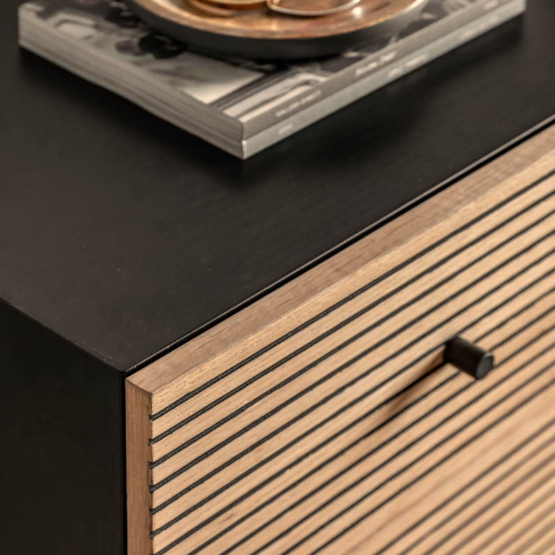 Hyde Black and Natural 3 Drawer Chest Black Top