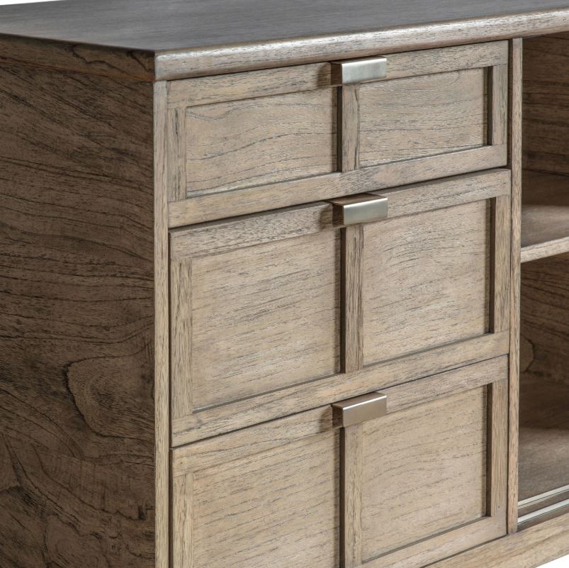 Kyrono Rattan & Wood 3 Drawer 2 Door Sideboard Cabinet