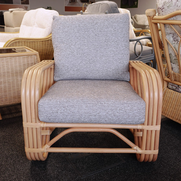 Pretzel Natural Cane Armchair in Seashell