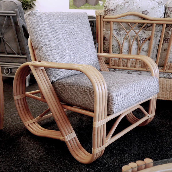 Pretzel Natural Cane Armchair in Seashell