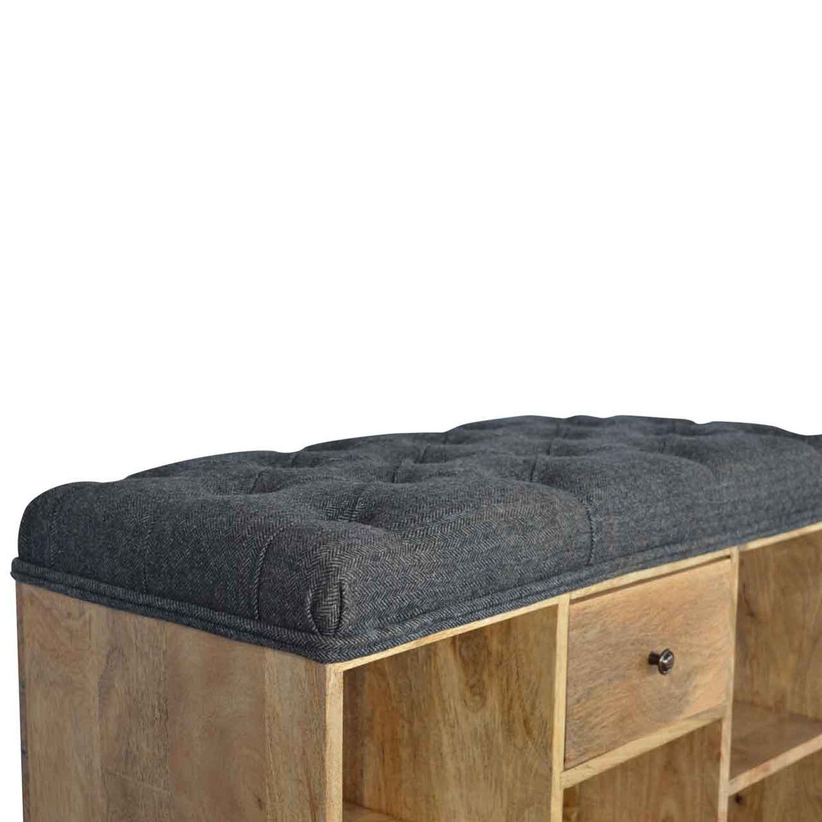 Cushioned Top Storage Bench Mango Wood