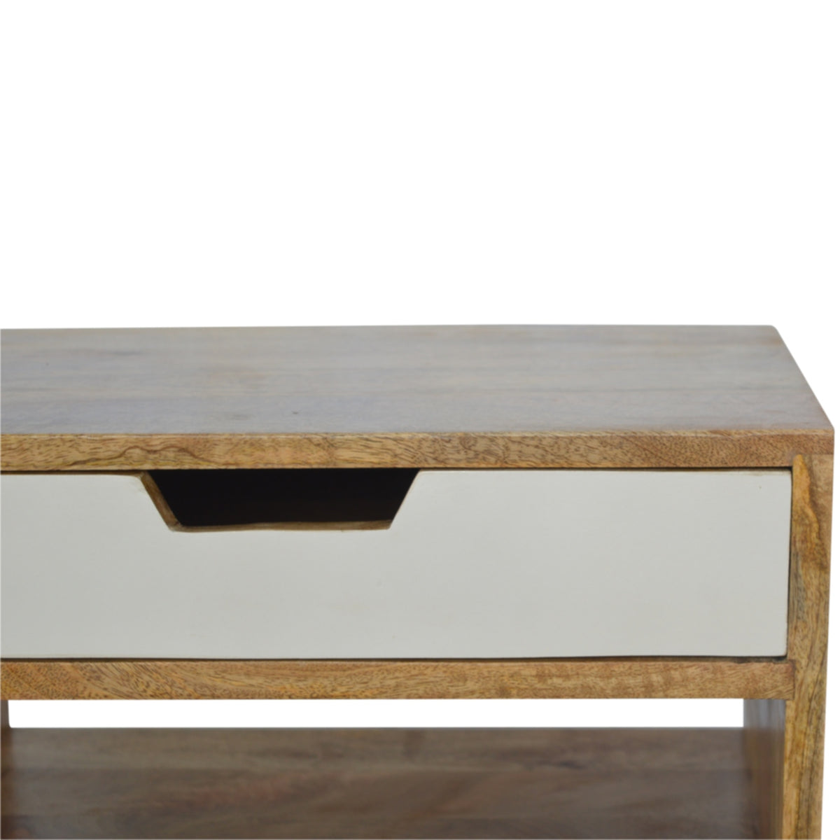 Grey and White Mango Wood 2 Drawer Bedside Table