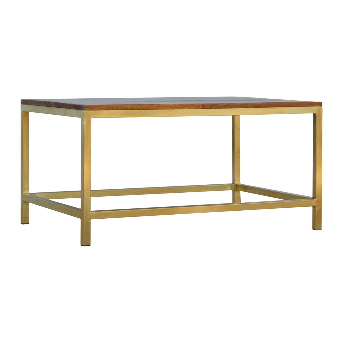 Rectangle Gold Coffee Table with Mango Wood Top