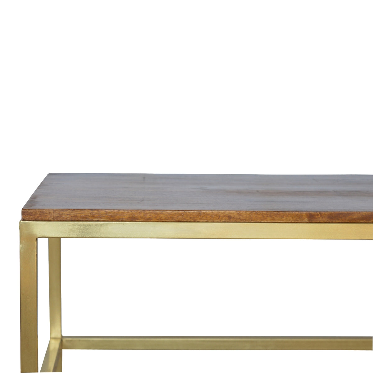 Rectangle Gold Coffee Table with Mango Wood Top