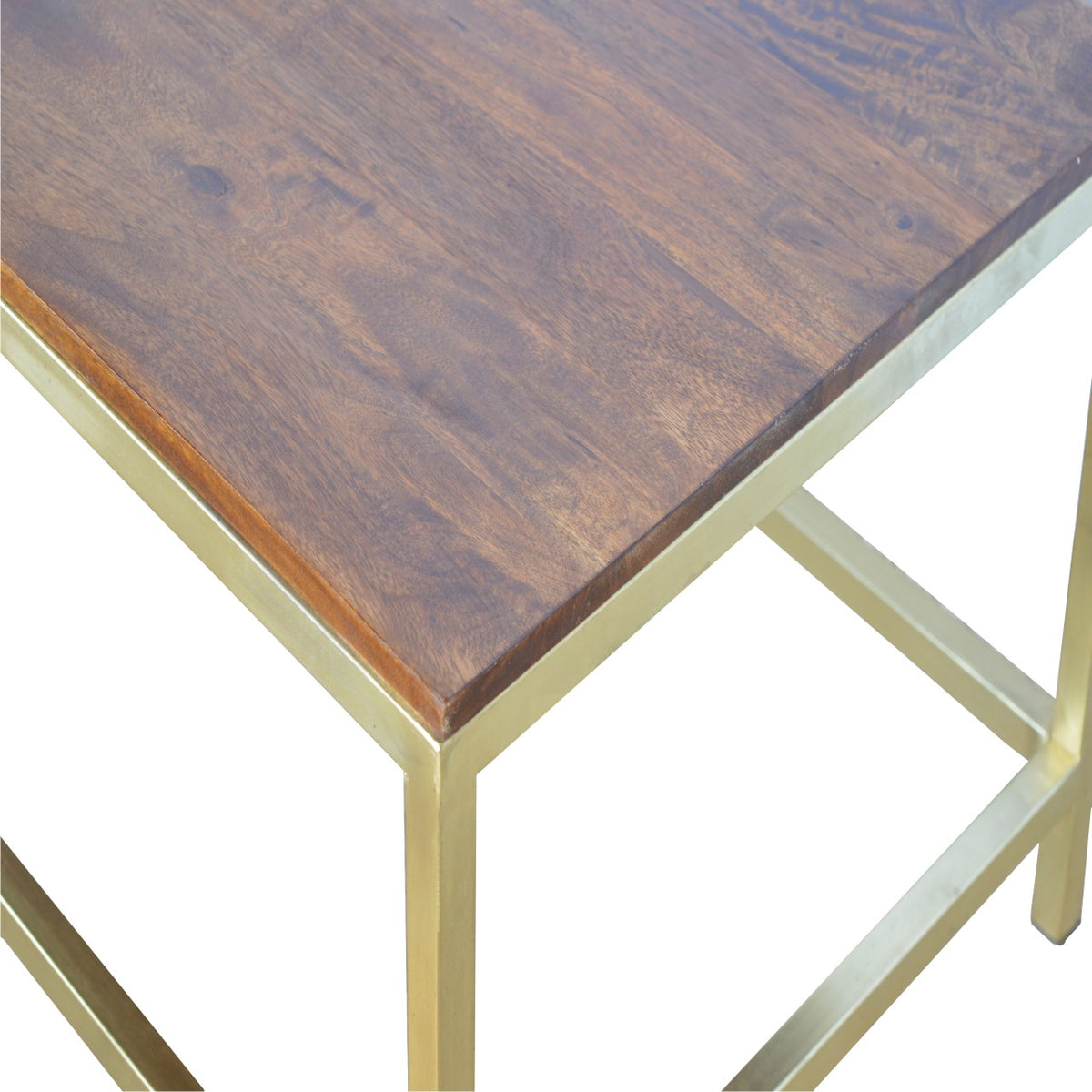 Rectangle Gold Coffee Table with Mango Wood Top