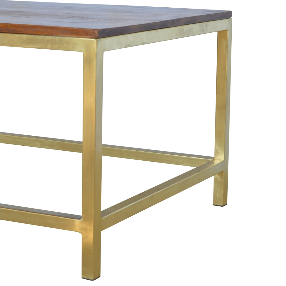 Rectangle Gold Coffee Table with Mango Wood Top