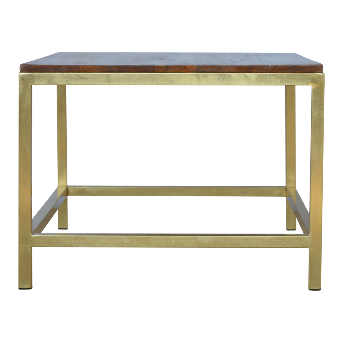 Rectangle Gold Coffee Table with Mango Wood Top