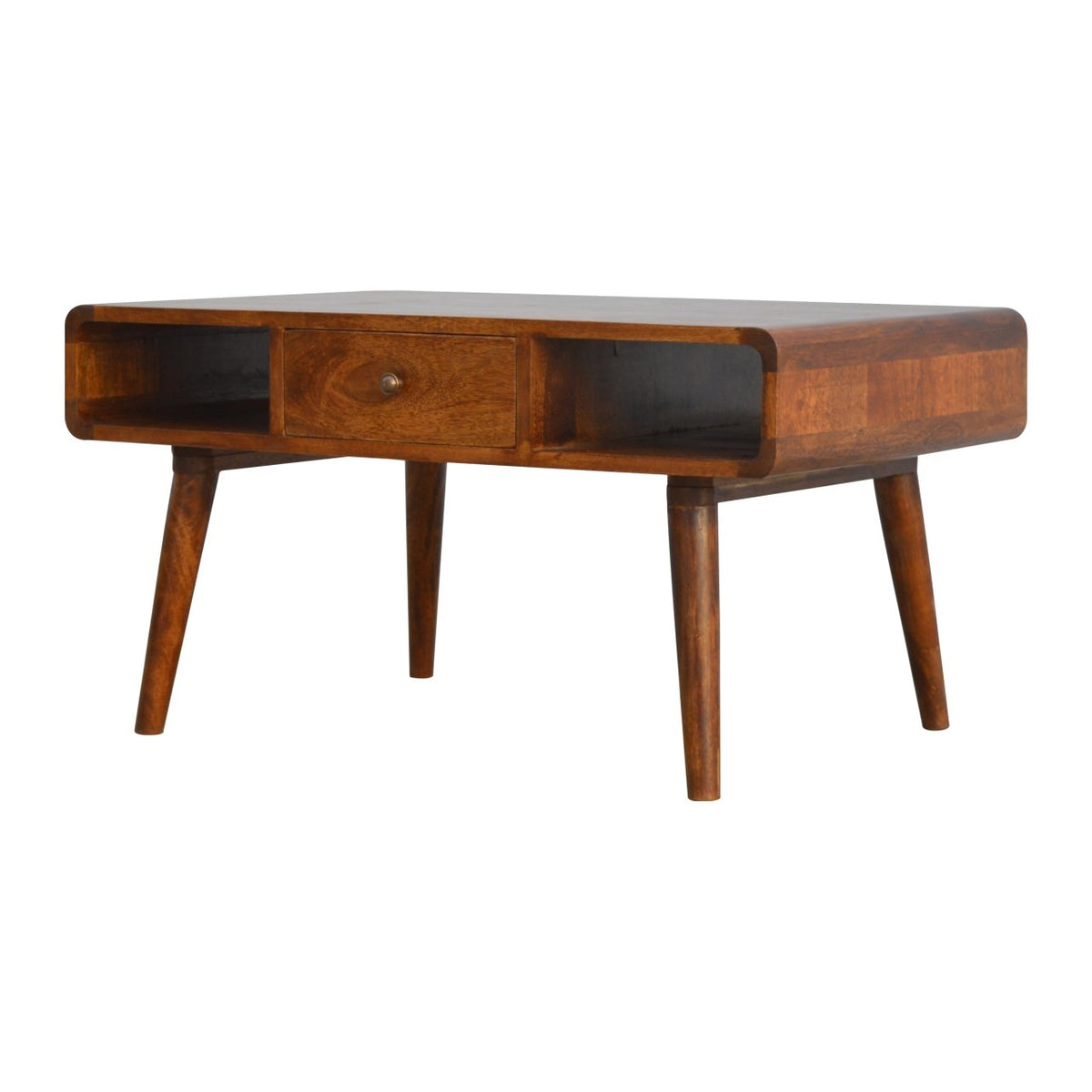 Curved Chestnut Mango Wood Coffee Table