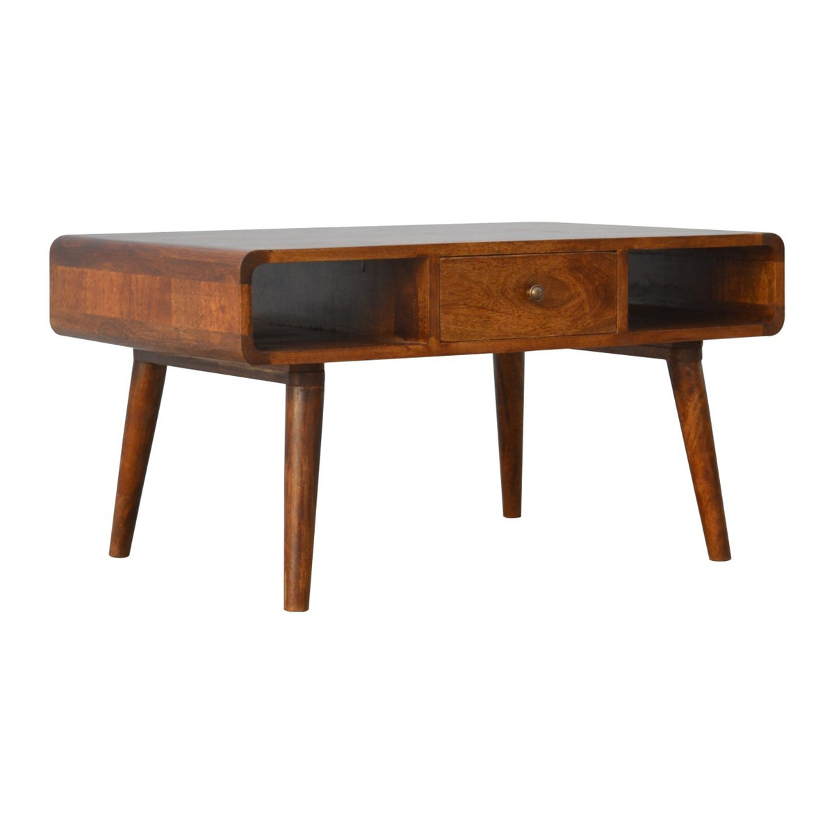 Curved Chestnut Mango Wood Coffee Table