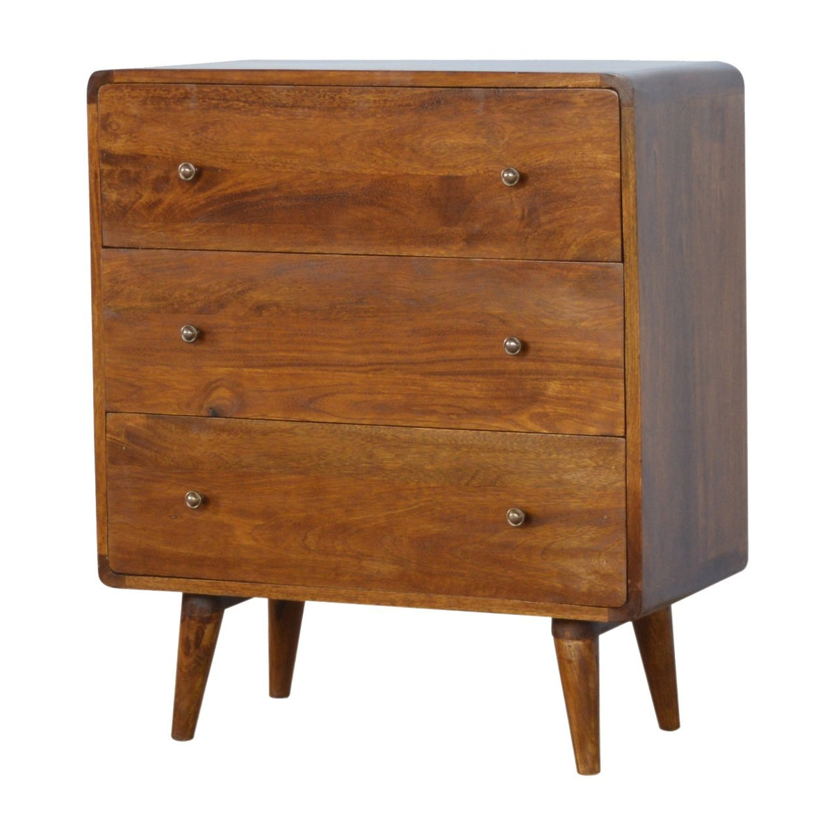 3 Drawer Curved Chestnut Chest of Drawers