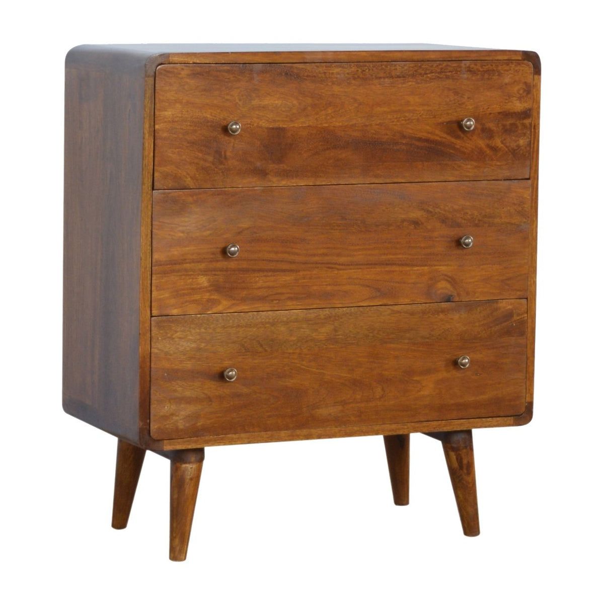 3 Drawer Curved Chestnut Chest of Drawers