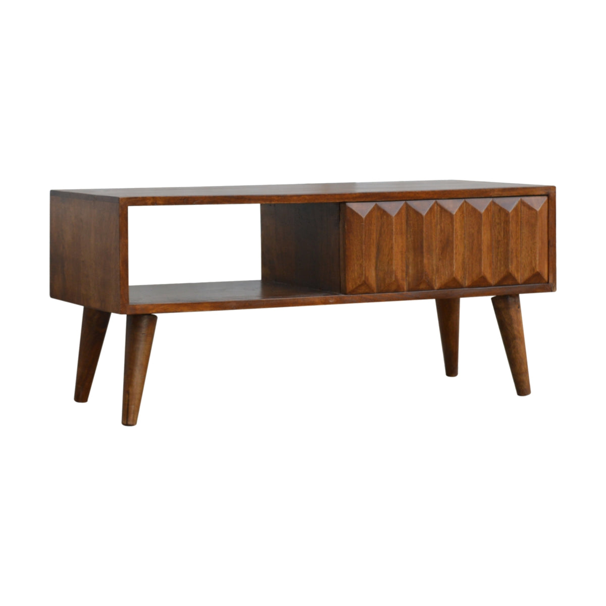 Chestnut Prism Sliding Mango Wood TV Stand Media Unit