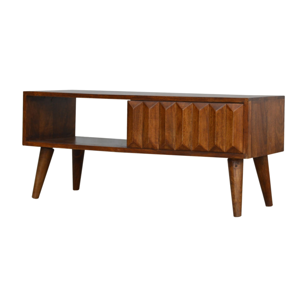 Chestnut Prism Sliding Mango Wood TV Stand Media Unit