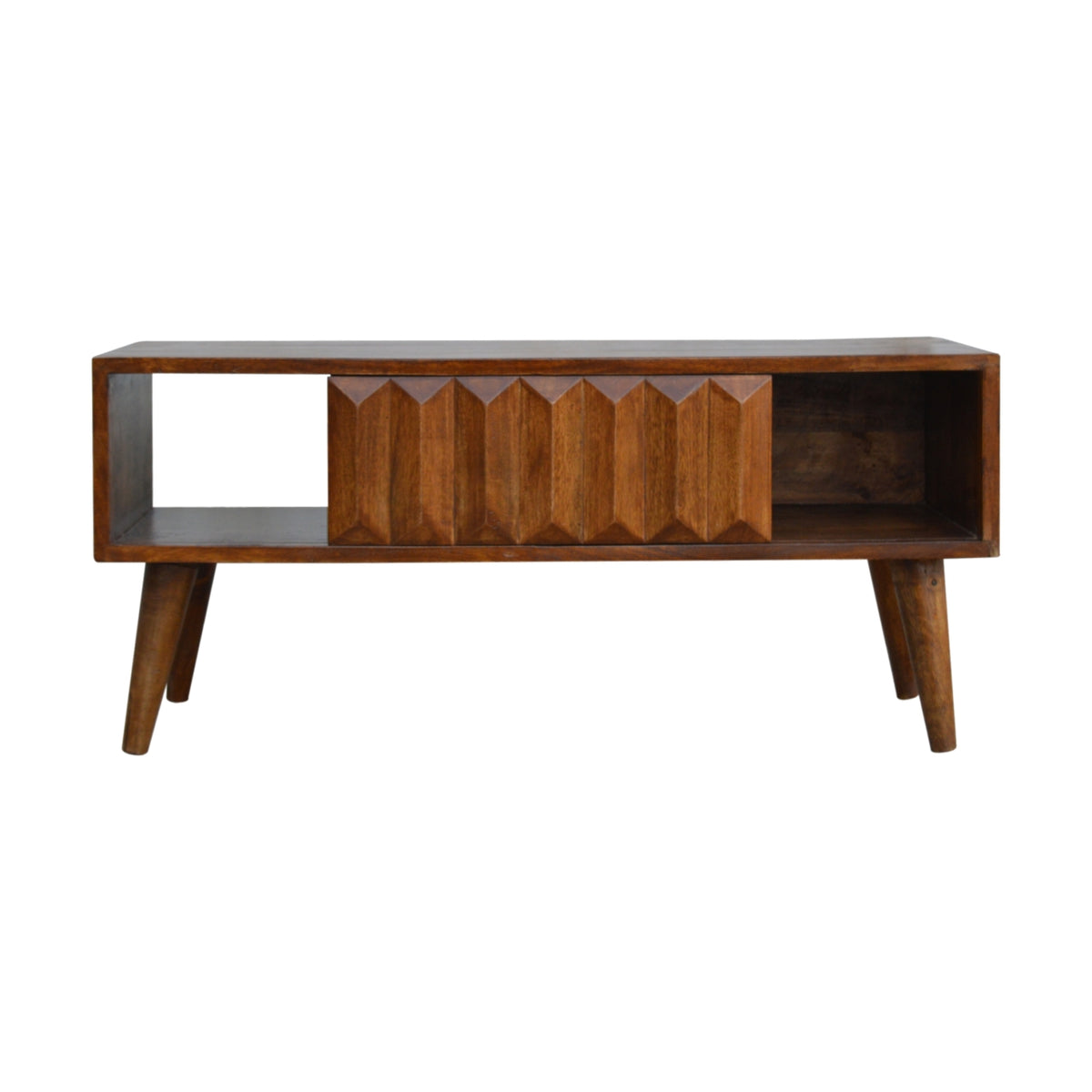 Chestnut Prism Sliding Mango Wood TV Stand Media Unit