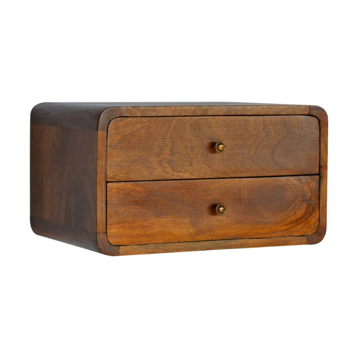 Floating Wall-Mounted Curved Chestnut Bedside Table