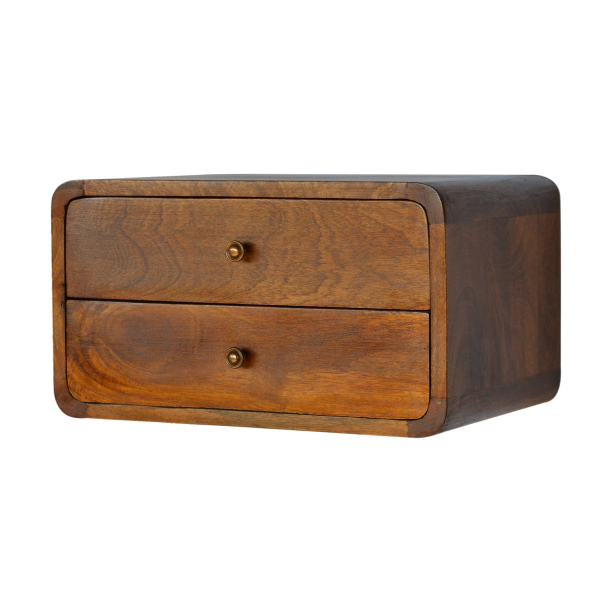 Floating Wall-Mounted Curved Chestnut Bedside Table