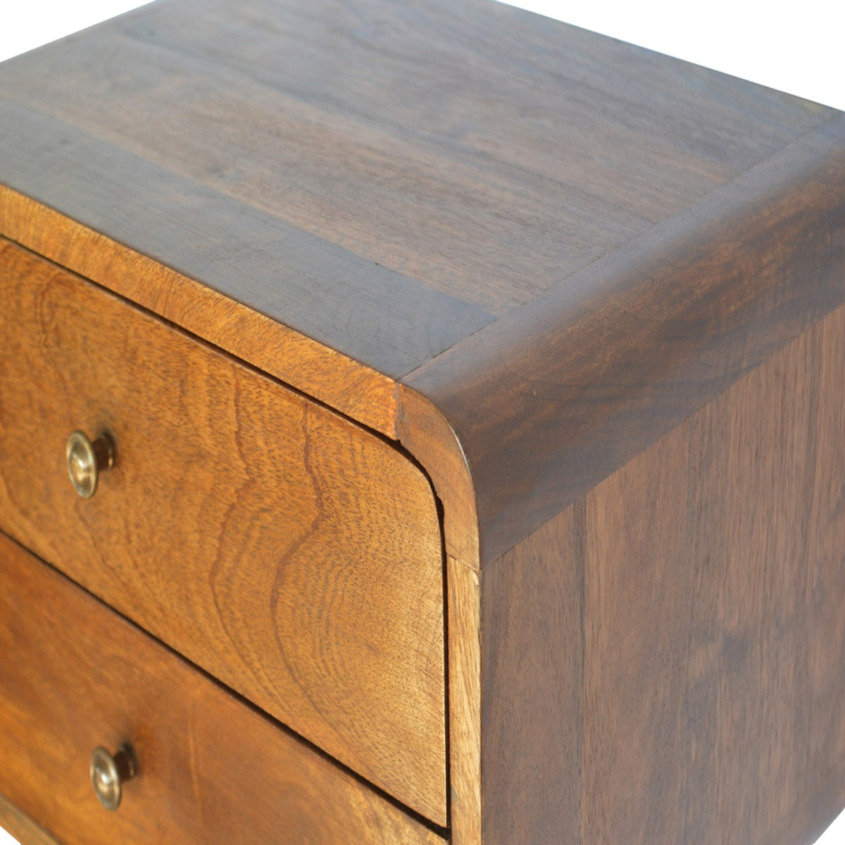 Floating Wall-Mounted Curved Chestnut Bedside Table