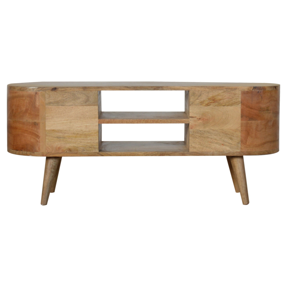 Rounded 4 Drawer Mango Wood TV Entertainment Unit