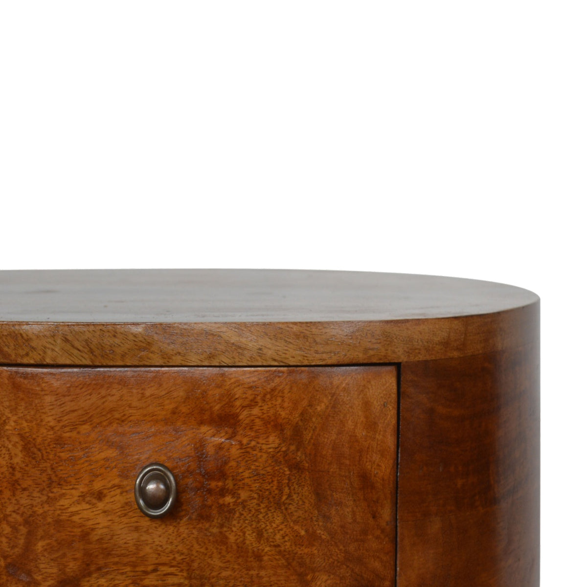 Chestnut Rounded Mango Wood 2 Drawer Bedside Table