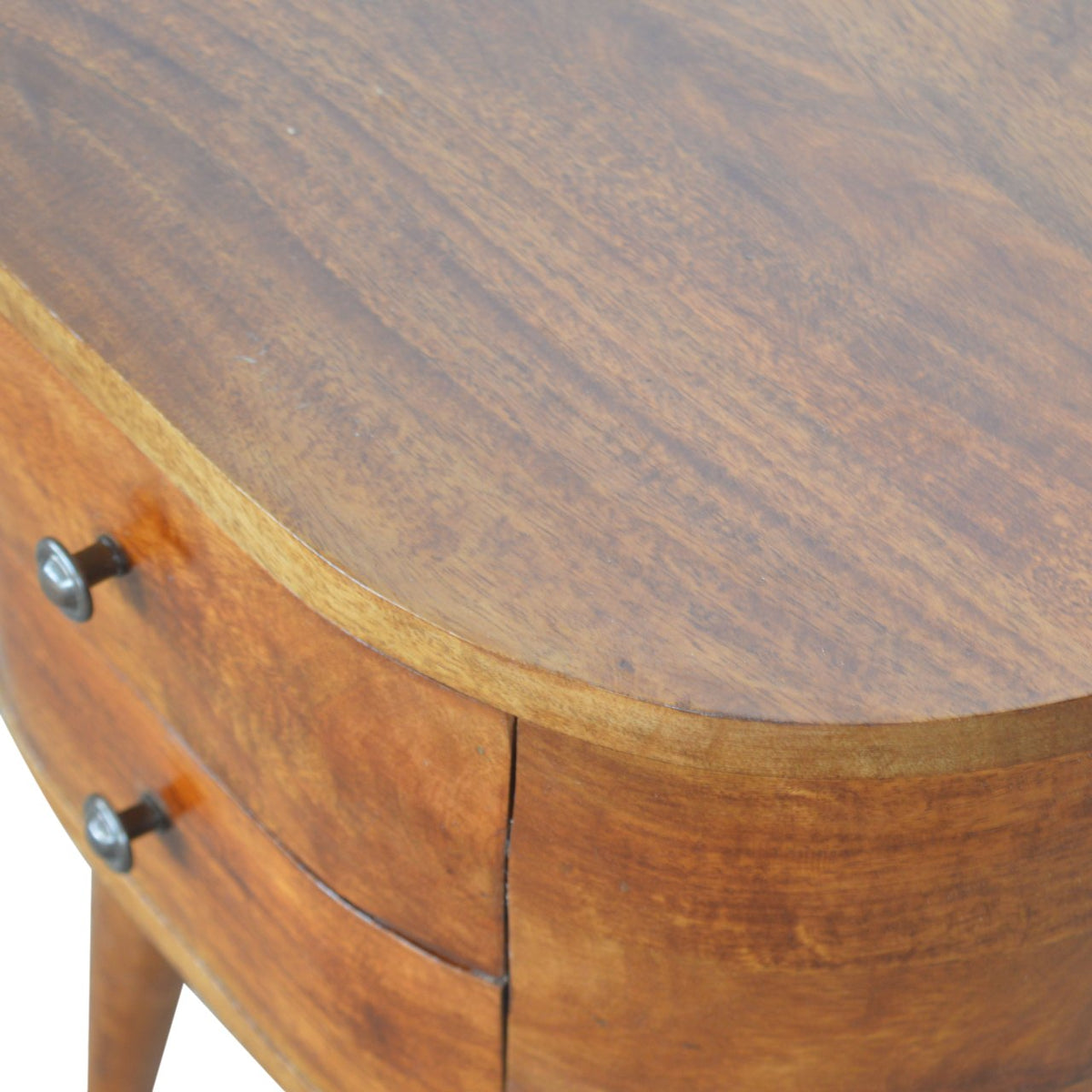 Chestnut Rounded Mango Wood 2 Drawer Bedside Table