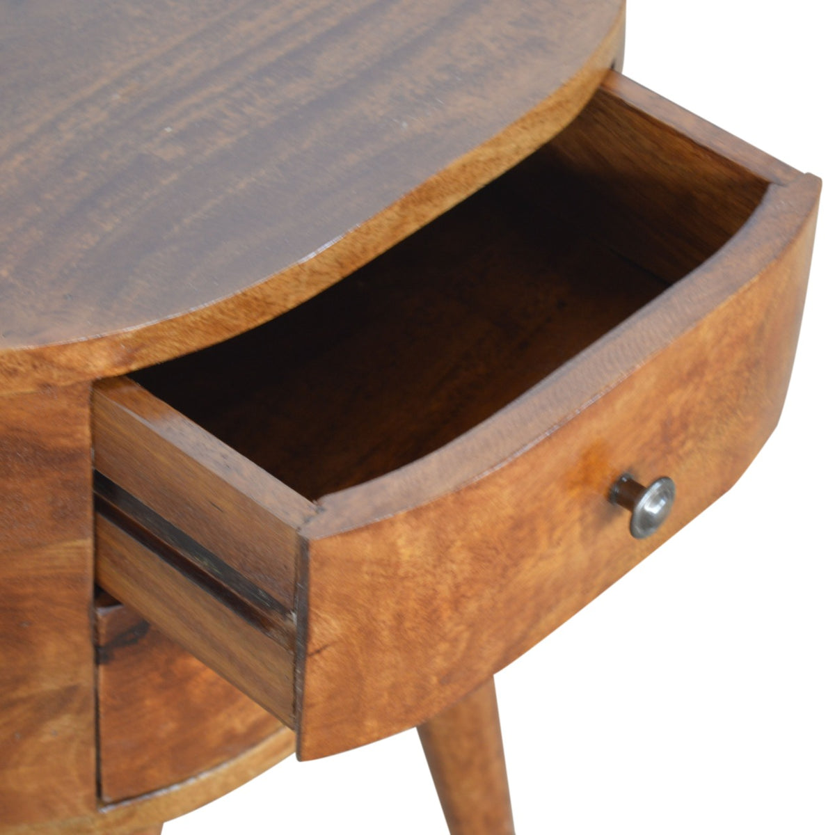 Chestnut Rounded Mango Wood 2 Drawer Bedside Table