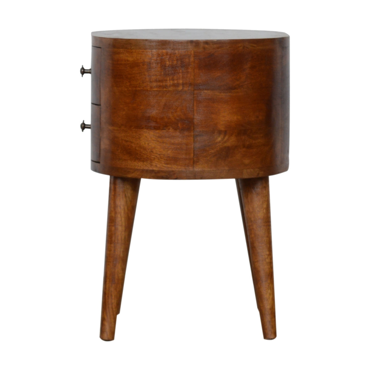 Chestnut Rounded Mango Wood 2 Drawer Bedside Table