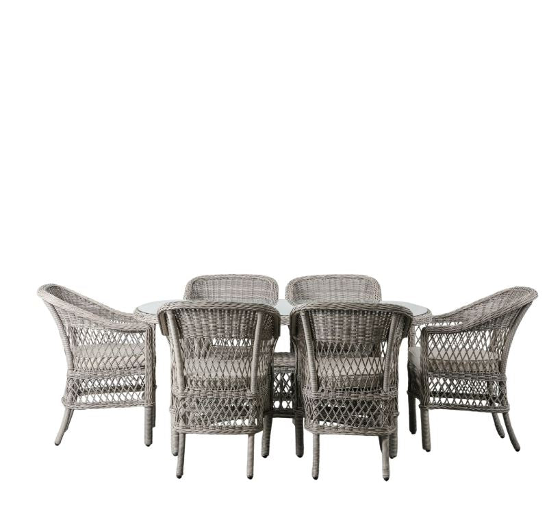 Mintow 6 Seater Oval Rattan Dining Set