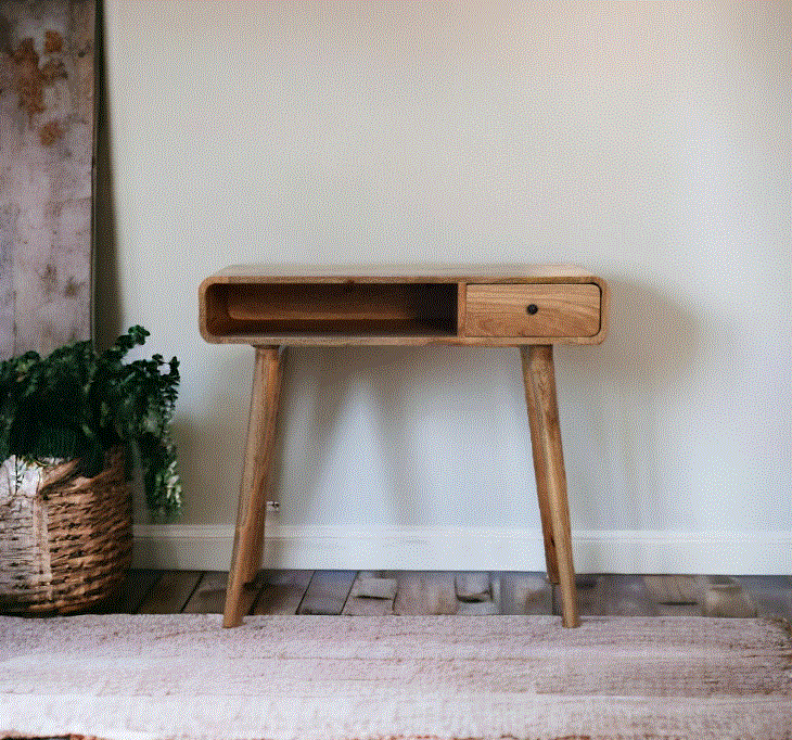 Curved 1 Drawer Mango Wood Desk