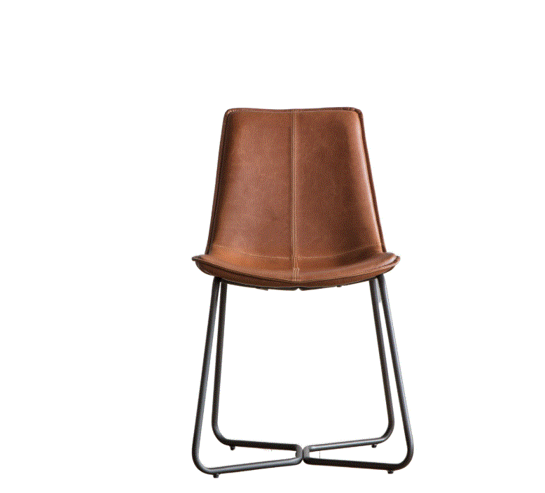 Hawton PU Brown Leather Dining Chair (set of 2)