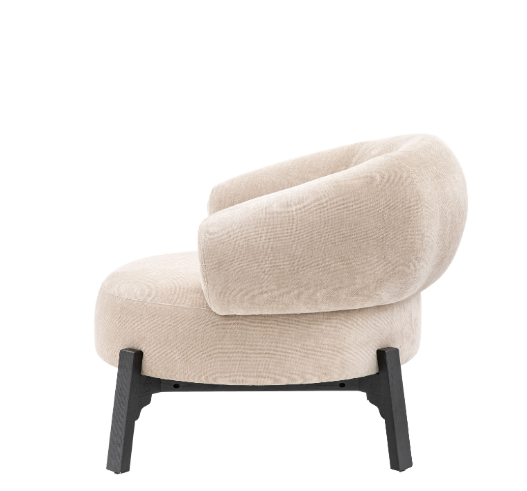 Avalon Upholstered Rounded Lounge Chair in Cream