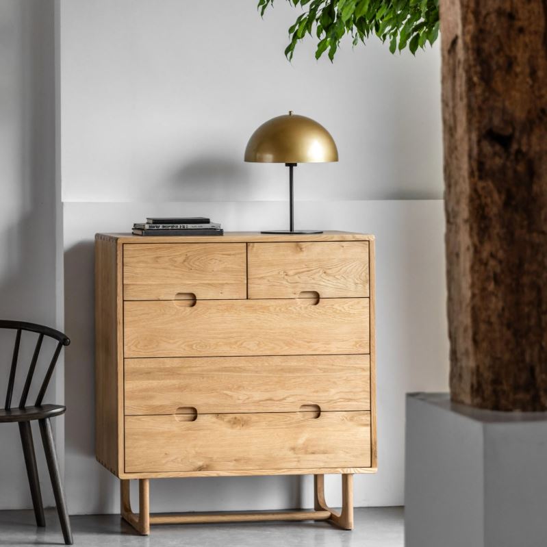 Critchlow Square 5 Drawer Chest Natural Oak