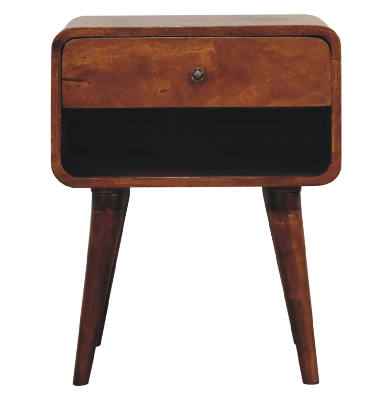 Curved Mango Wood Bedside Table