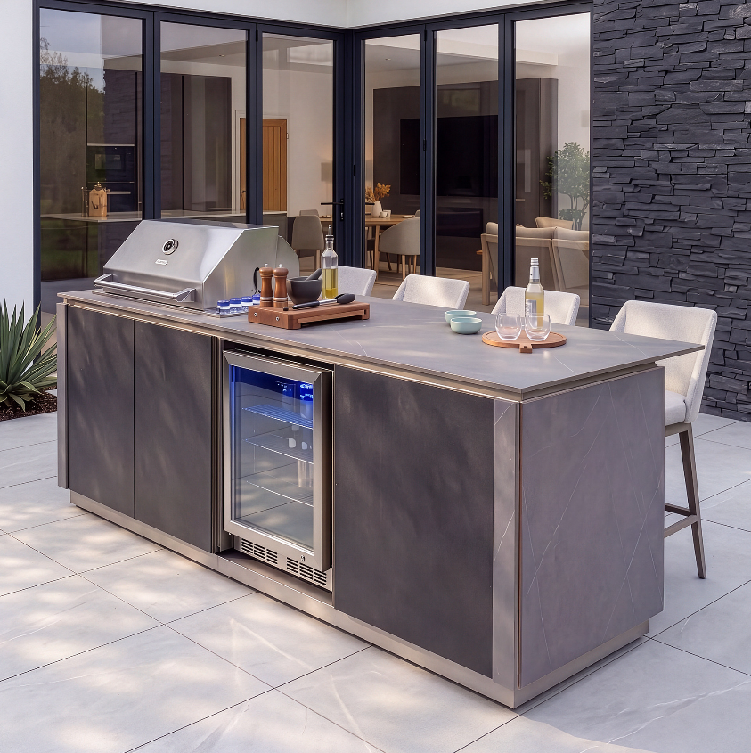Enrico Outdoor Kitchen with BBQ & Fridge with Cover