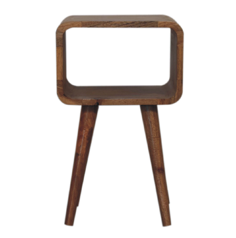 Mini Curved Mango Wood Open Bedside Table