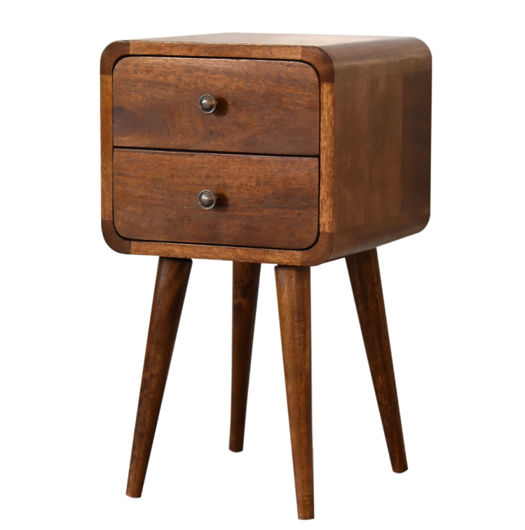 Mini Chestnut Mango Wood Curved Table