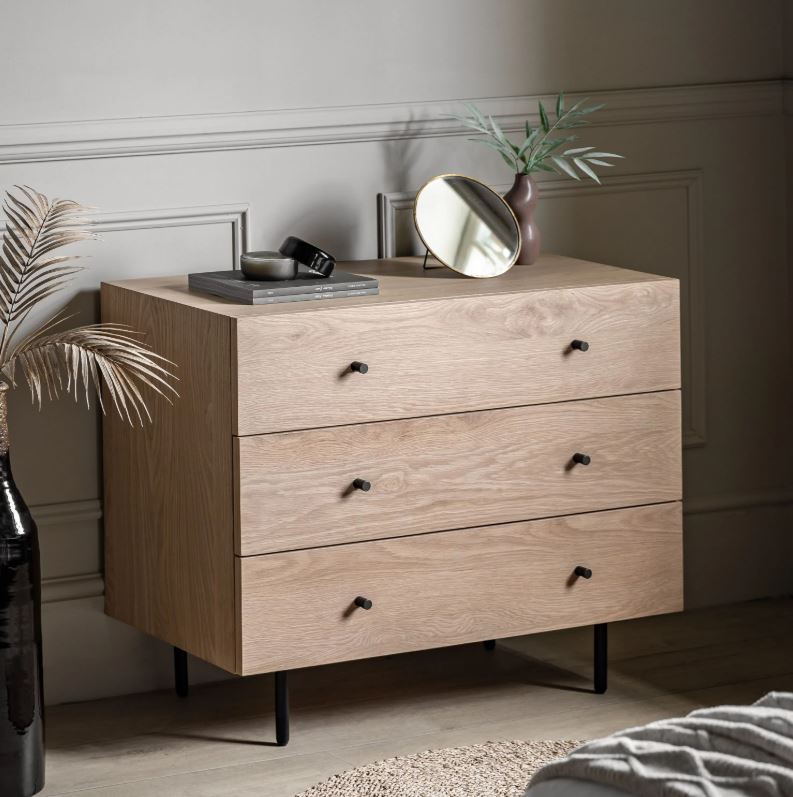 Alba Rectangular Natural 3 Drawer Chest