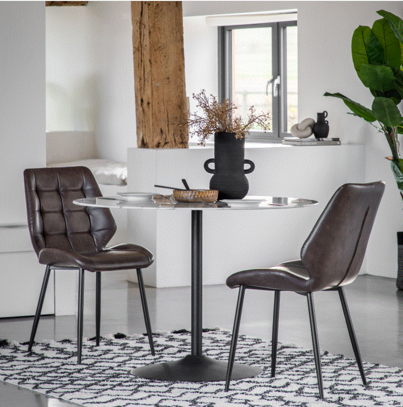 Marlow PU Brown Leather Dining Chair (set of 2)