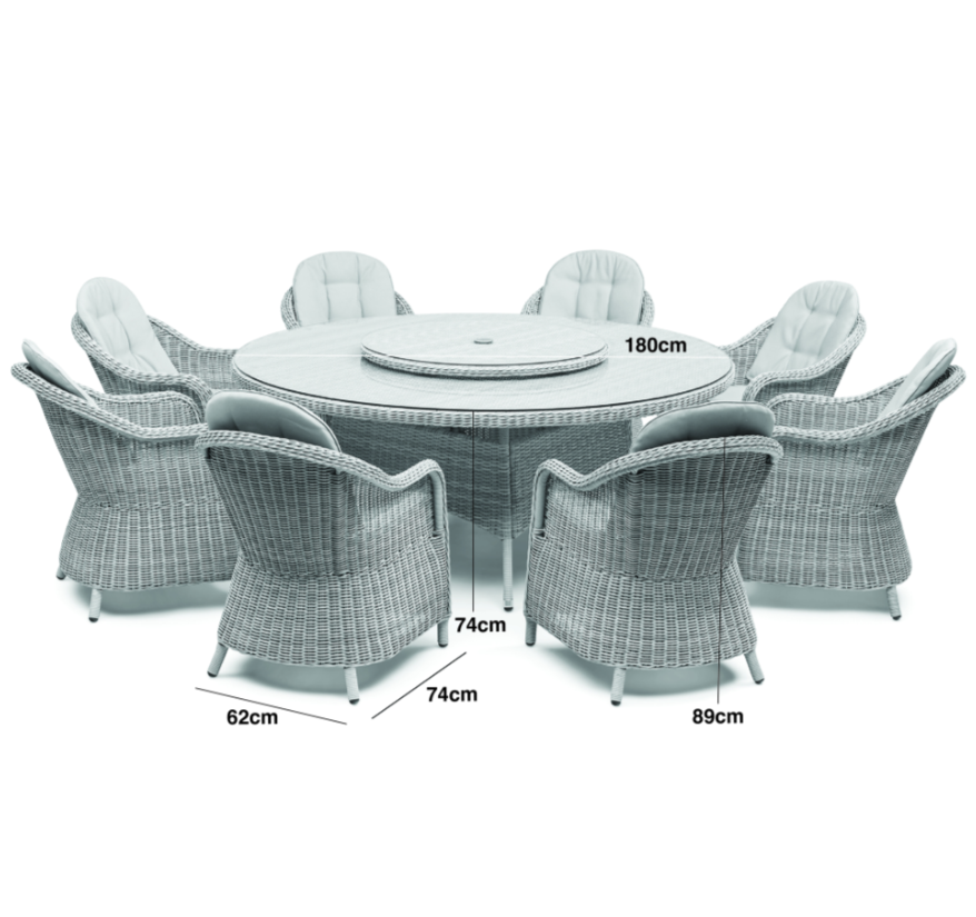 Grasmere 8 Seat Round Dining Set with Lazy Susan