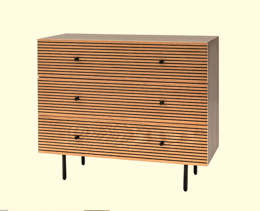 Hyde Black and Natural 3 Drawer Chest Black Top