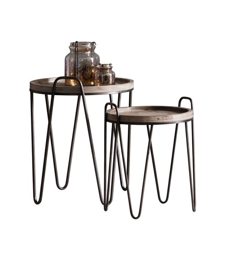 Nuffield 2-Piece Wooden Nest Tables with Metal Legs