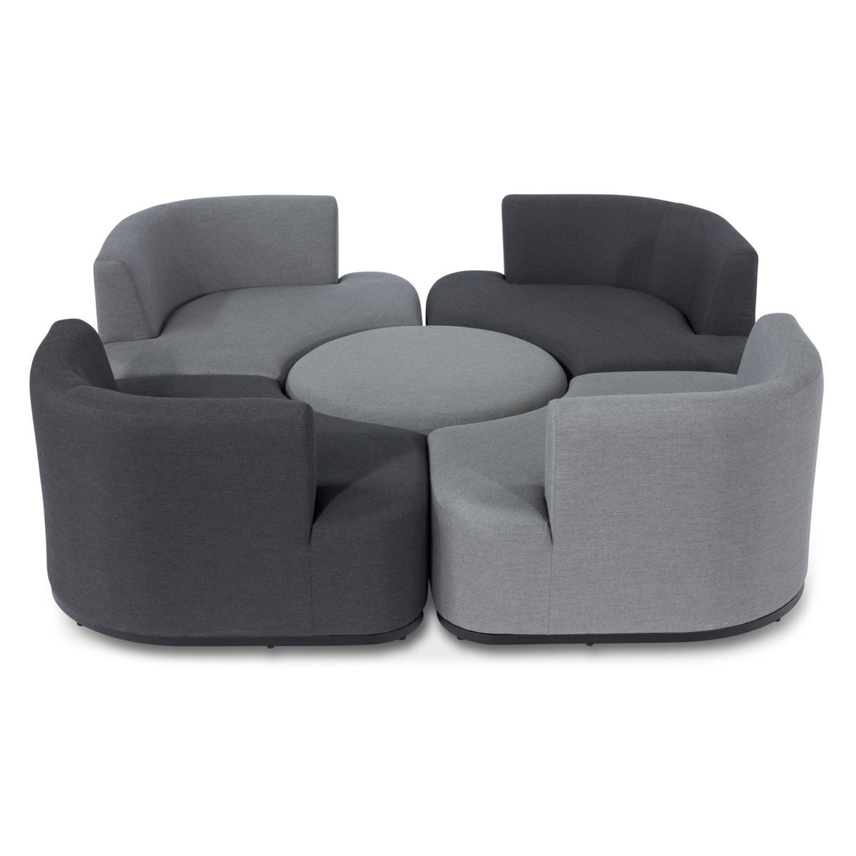 Aruba Outdoor Fabric Snug Lounge Set with Adjustable Table - All Weather Sunbrella Fabric