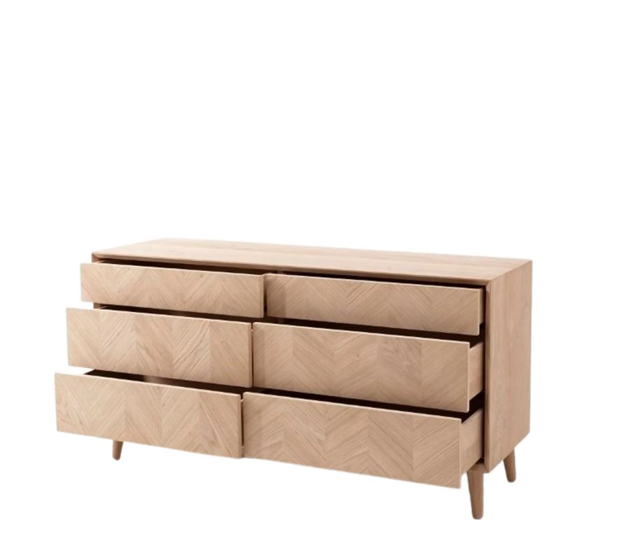 Santos Modern 6 Drawer Chest Oak